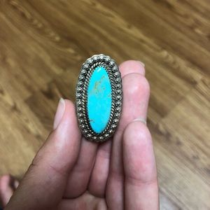 Louise Yazzie Elongated Turquoise Ring